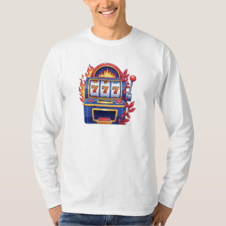 Flaming 777 Jackpot Retro Casino Design T-shirt