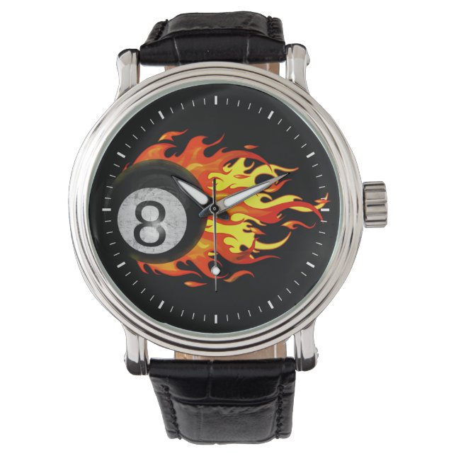 Flaming 8 Ball Horloge (Voorkant)