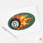 Flaming 8 Ball Ovale Sticker (Envelop)