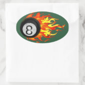 Flaming 8 Ball Ovale Sticker (Tas)