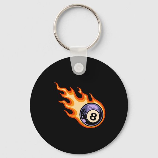 Flaming 8 Ball Pool Biljart Sleutelhanger (Voorkant)