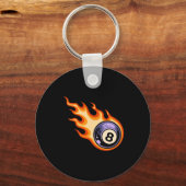Flaming 8 Ball Pool Biljart Sleutelhanger (Voorkant)