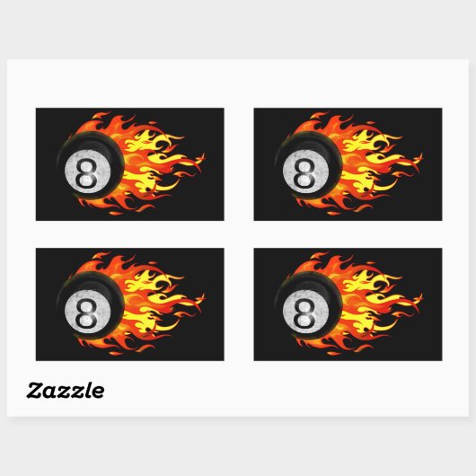 Flaming 8 Ball Rechthoekige Sticker (Vel)