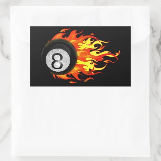 Flaming 8 Ball Rechthoekige Sticker (Tas)