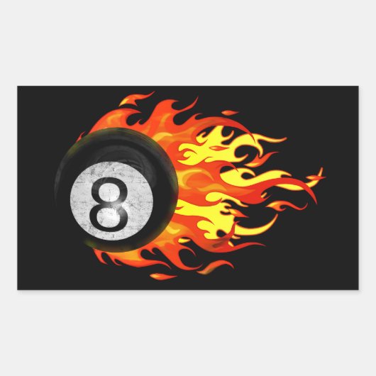 Flaming 8 Ball Rechthoekige Sticker (Voorkant)