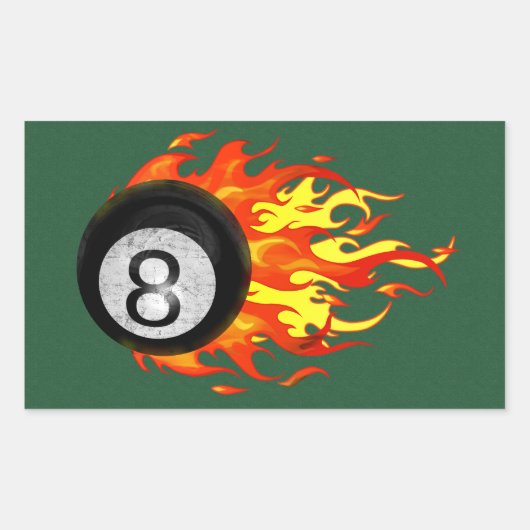 Flaming 8 Ball Rechthoekige Sticker (Voorkant)