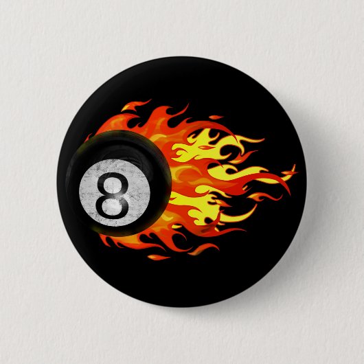 Flaming 8 Ball Ronde Button 5,7 Cm (Voorkant)
