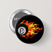 Flaming 8 Ball Ronde Button 5,7 Cm (Voorkant /achterkant)