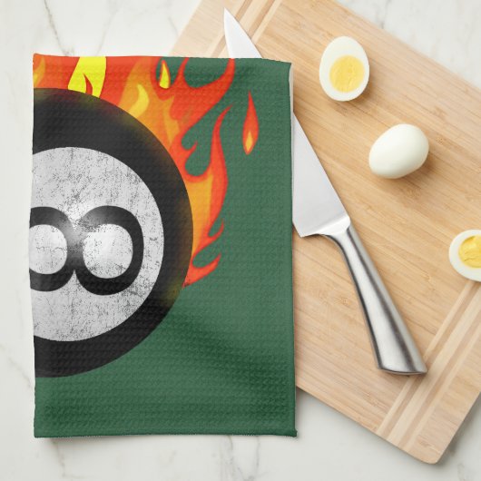 Flaming 8 Ball Theedoek (Quarter Fold)