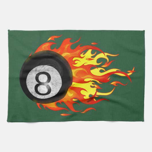 Flaming 8 Ball Theedoek (Horizontaal)