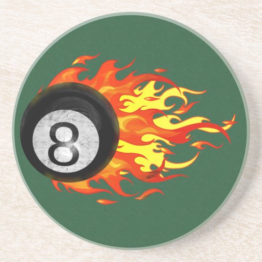 Flaming 8 Ball Zandsteen Onderzetter (Voorkant)