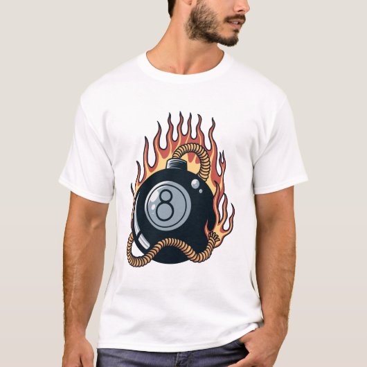 Flaming 8 bom tattoo illustratie t-shirt (Voorkant)