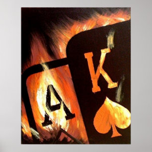 Flaming Ace King Big Slick Poker Poster door Teo