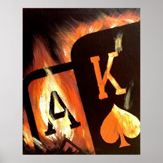 Flaming Ace King Big Slick Poker Poster door Teo (Voorkant)