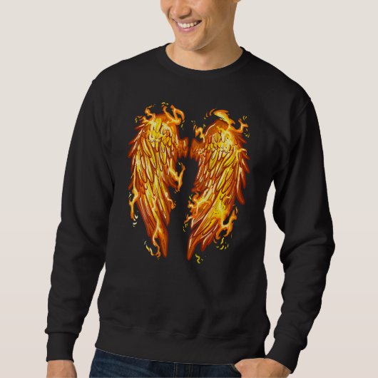 Flaming Angel Wings On Back Fire Feathers Trui (Voorkant)