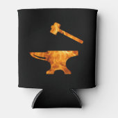 Flaming Anvil & Hammer Blacksmith Metalworking Blikjeskoeler (Voorkant)