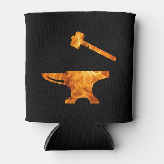 Flaming Anvil & Hammer Blacksmith Metalworking Blikjeskoeler (Voorkant)