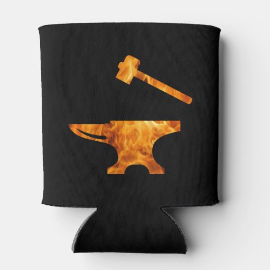 Flaming Anvil & Hammer Blacksmith Metalworking Blikjeskoeler (Achterkant)