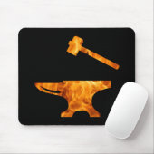Flaming Anvil & Hammer Blacksmith Metalworking Muismat (Met muis)