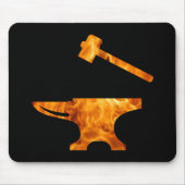 Flaming Anvil & Hammer Blacksmith Metalworking Muismat (Voorkant)