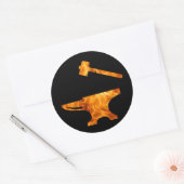 Flaming Anvil & Hammer Blacksmith Metalworking Ronde Sticker (Envelop)