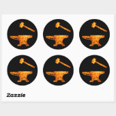 Flaming Anvil & Hammer Blacksmith Metalworking Ronde Sticker (Vel)