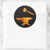 Flaming Anvil & Hammer Blacksmith Metalworking Ronde Sticker (Tas)