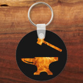 Flaming Anvil & Hammer Blacksmith Metalworking Sleutelhanger (Voorkant)