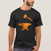 Flaming Anvil & Hammer Blacksmith Metalworking T-shirt (Voorkant)