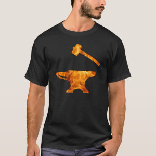 Flaming Anvil & Hammer Blacksmith Metalworking T-shirt