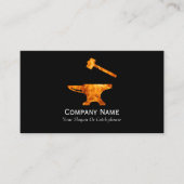 Flaming Anvil & Hammer Blacksmith Metalworking Visitekaartje (Voorkant)