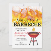 Flaming Barbecue Verjaardagsuitnodiging Kaart (Voorkant)
