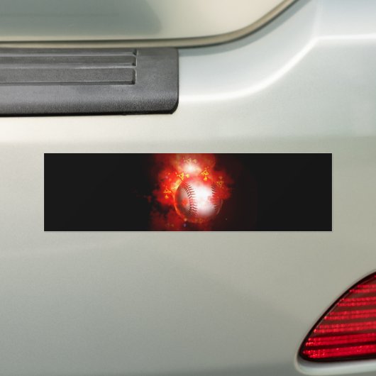 Flaming Baseball Bumpersticker (Op auto)