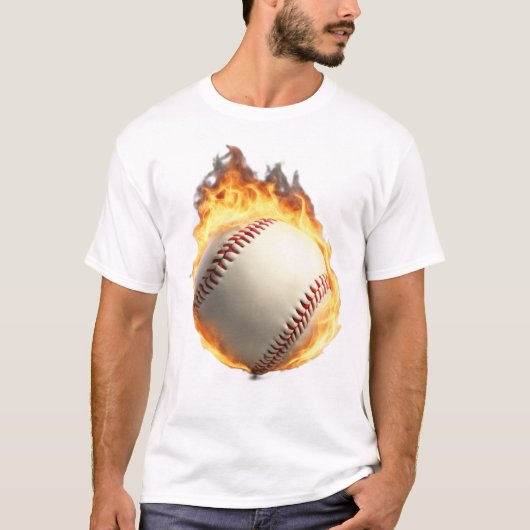 Flaming Baseball Cool Design T-shirt (Voorkant)