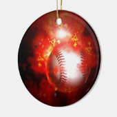Flaming Baseball Keramisch Ornament (Links)