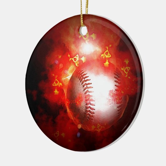 Flaming Baseball Keramisch Ornament (Links)