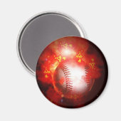 Flaming Baseball Magneet (Voorkant / Achterkant)