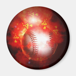 Flaming Baseball Magneet