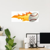 Flaming Baseball Poster (Thuiskantoor)