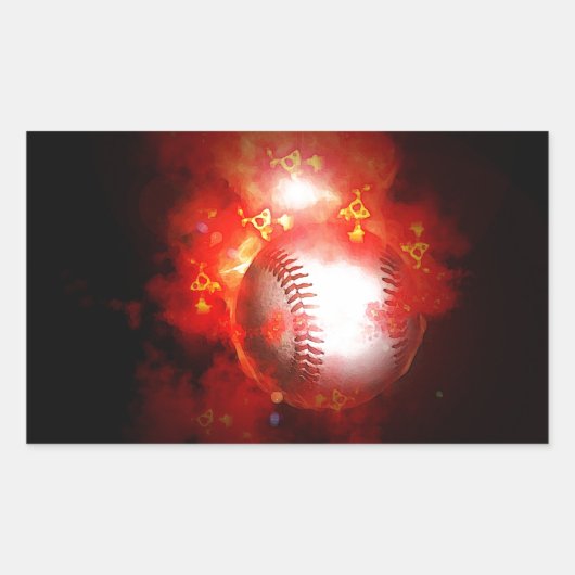 Flaming Baseball Rechthoekige Sticker (Voorkant)