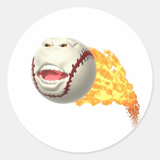 Flaming Baseball Ronde Sticker (Voorkant)