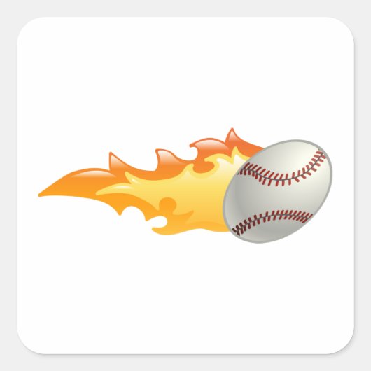 Flaming Baseball Vierkante Sticker (Voorkant)