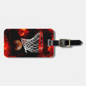 Flaming Basketbal Artwork Bagagelabel (Voorkant horizontaal)