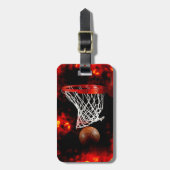 Flaming Basketbal Artwork Bagagelabel (Voorkant verticaal)