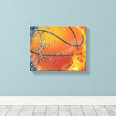 Flaming basketbal canvas afdruk (Insitu (Houten vloer))