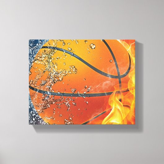 Flaming basketbal canvas afdruk (Voorkant)