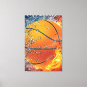 Flaming basketbal canvas afdruk (Voorkant)