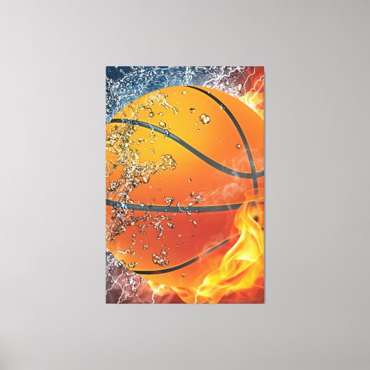 Flaming basketbal canvas afdruk (Voorkant)