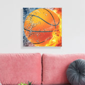 Flaming basketbal canvas afdruk (Insitu (Woonkamer))