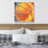 Flaming basketbal canvas afdruk (Insitu (Slaapkamer))